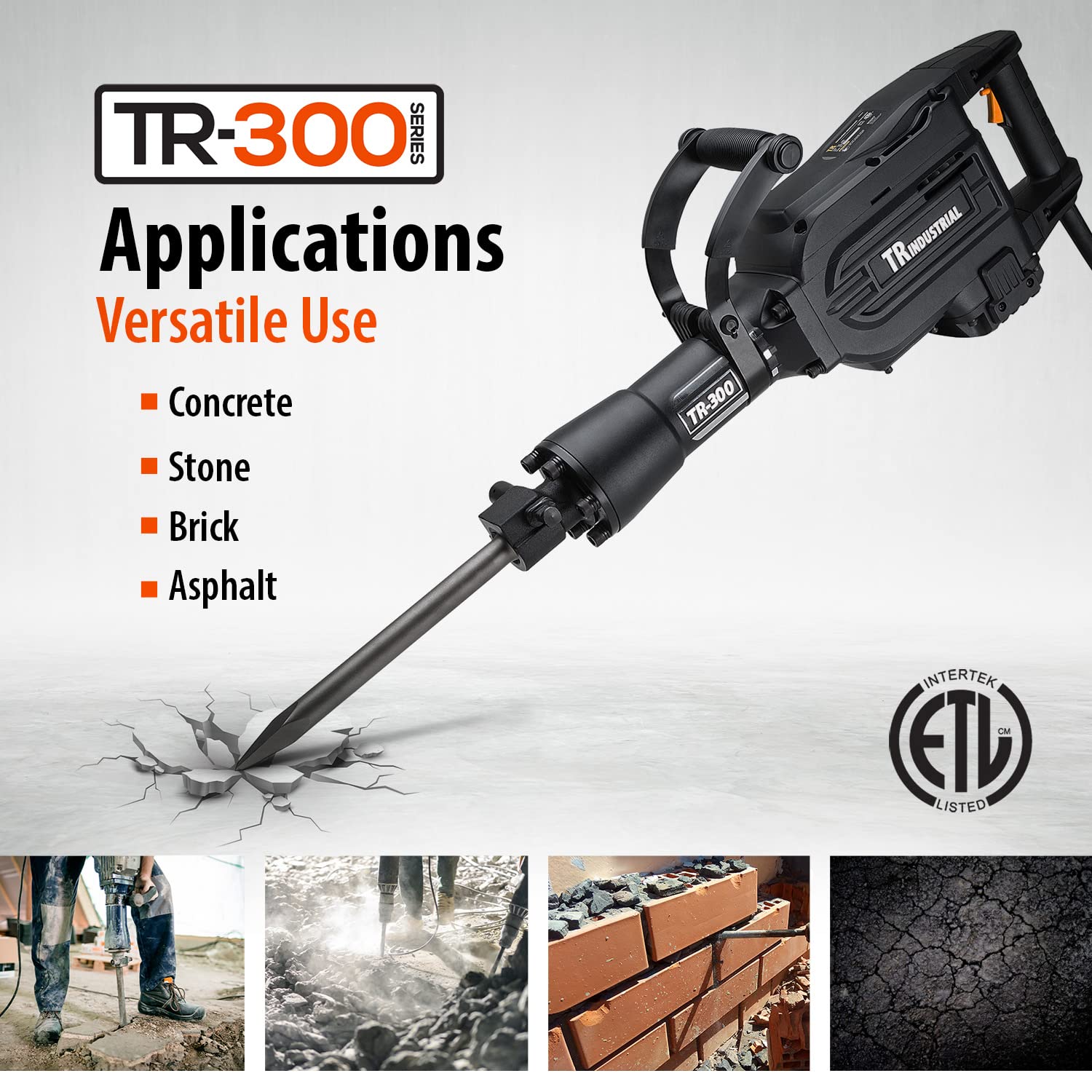TR Industrial TR89305 Electric Jack Hammer for Demolition, 60-Joules
